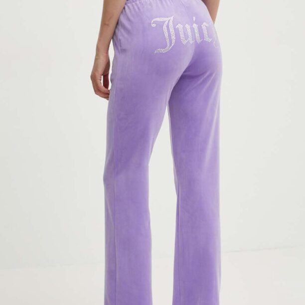 Juicy Couture pantaloni de trening din velur TINA culoarea violet