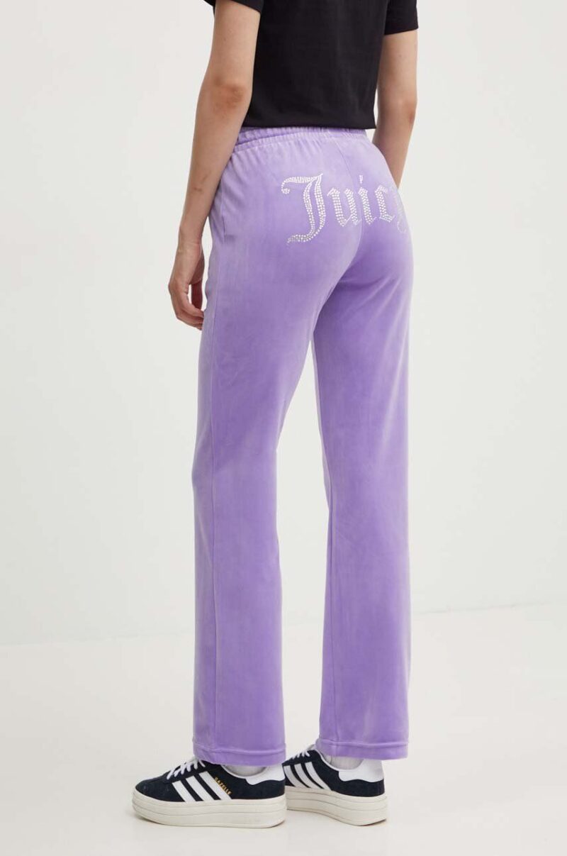 Juicy Couture pantaloni de trening din velur TINA culoarea violet