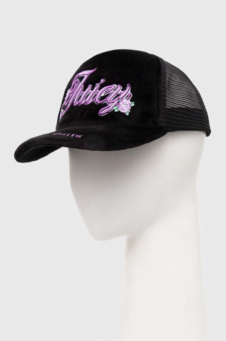 Juicy Couture sapca ROSE & THORN TRUCKER CAP culoarea negru