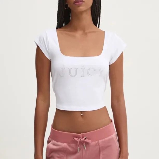 Juicy Couture top REGAL SQUARE NECK CROPPED TEE femei