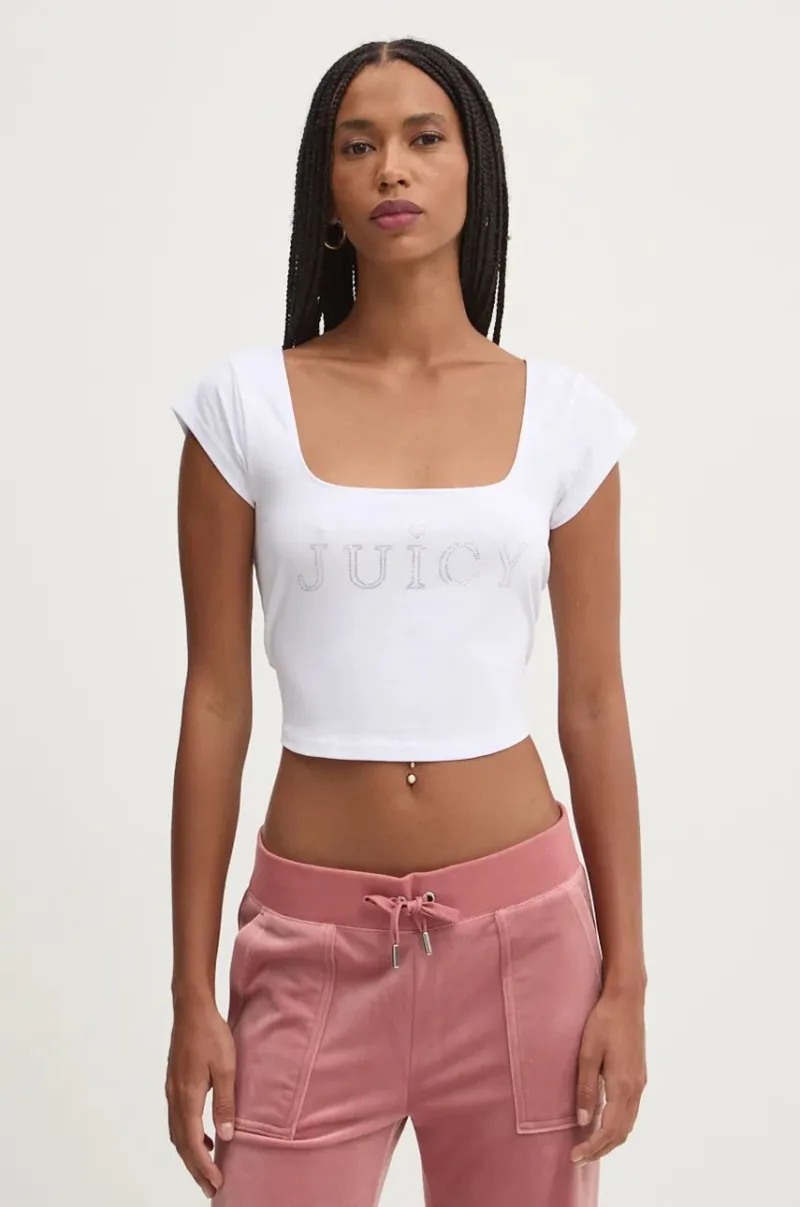 Juicy Couture top REGAL SQUARE NECK CROPPED TEE femei