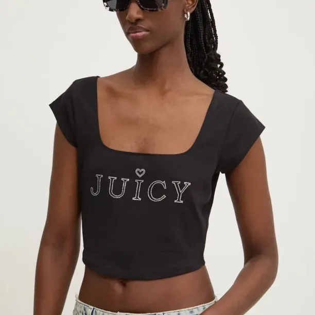 Juicy Couture tricou REGAL SQUARE NECK CROPPED TEE femei