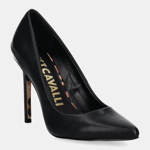 Just Cavalli stilettos de piele culoarea negru