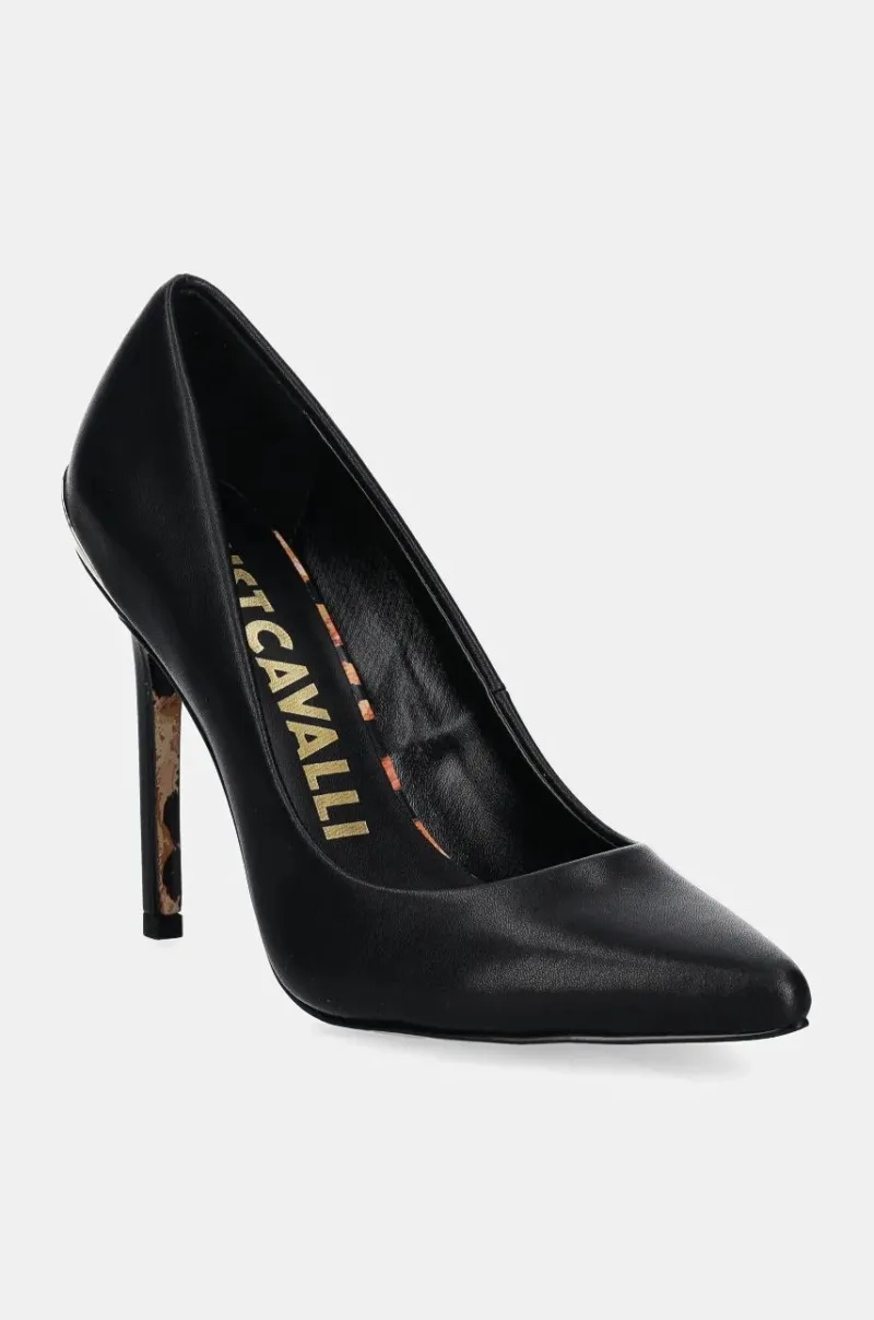 Just Cavalli stilettos de piele culoarea negru