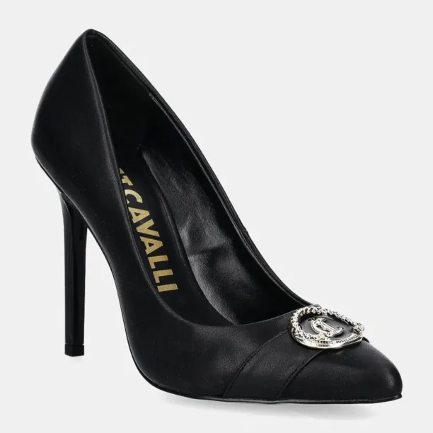 Just Cavalli stilettos de piele culoarea negru