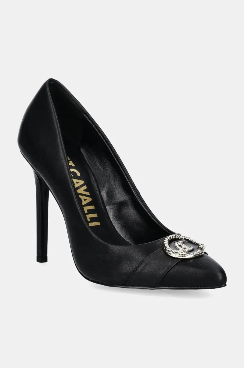 Just Cavalli stilettos de piele culoarea negru