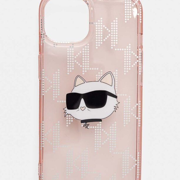 Karl Lagerfeld Husă pentru telefon iPhone 14 / 15 / 13 6.1 culoarea roz