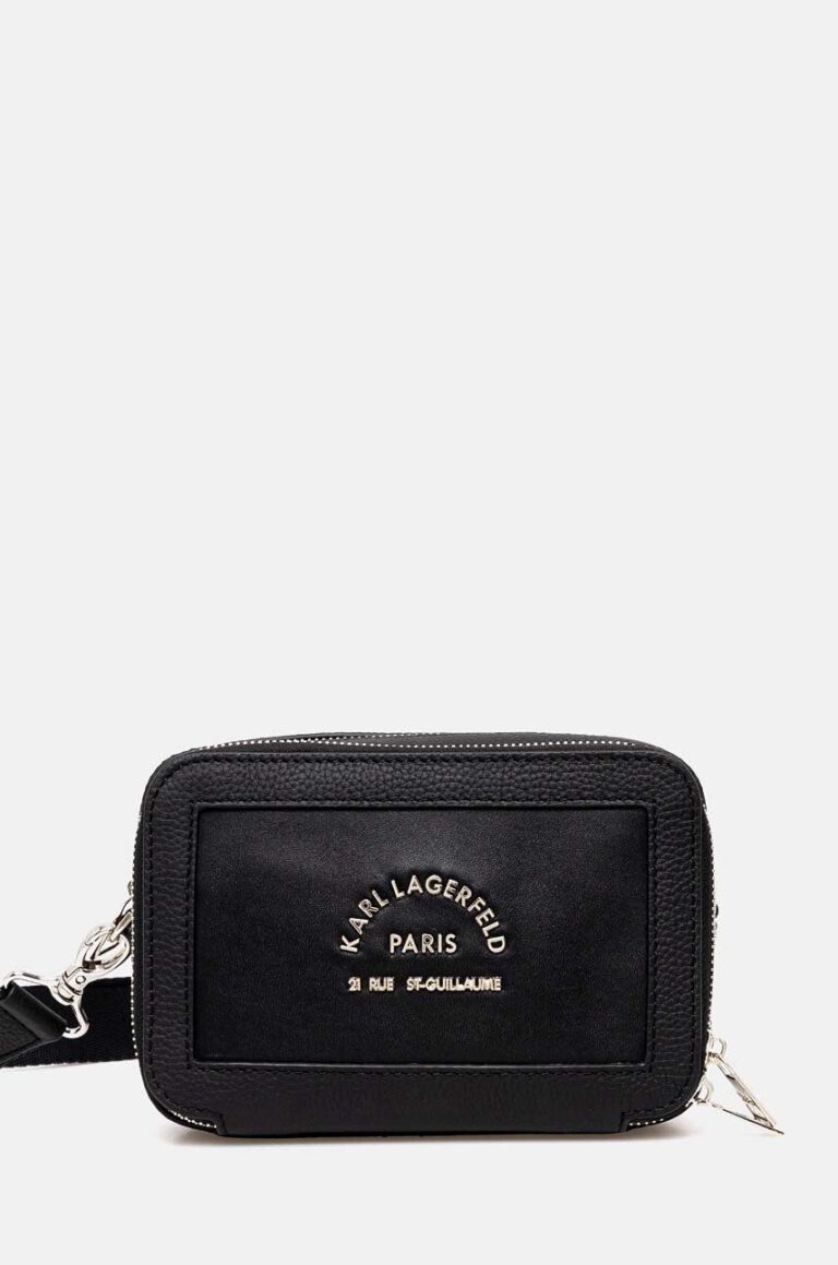 Karl Lagerfeld borseta de piele culoarea negru