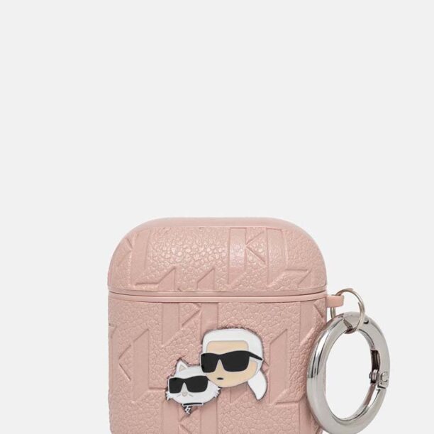 Karl Lagerfeld carcasa airpod AirPods 1/2 cover culoarea roz