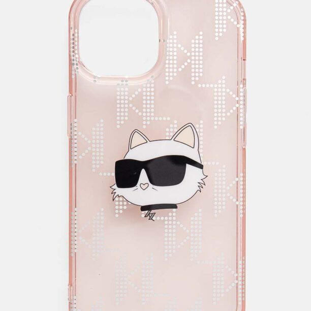 Karl Lagerfeld carcasa de telefon iPhone 15 / 14 / 13 6.1 culoarea roz