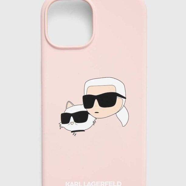 Karl Lagerfeld etui pentru telefon iPhone 15 / 14 / 13 6.1 culoarea roz