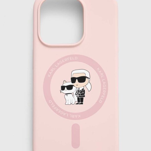 Karl Lagerfeld etui pentru telefon iPhone 15 Pro 6.1 culoarea roz