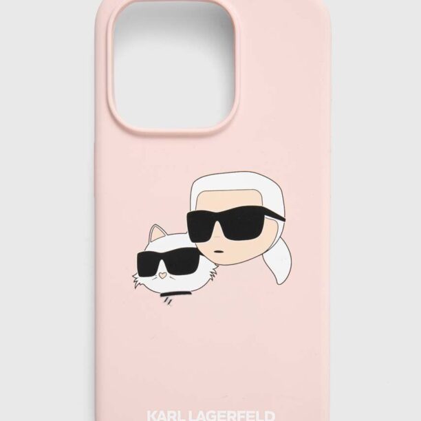 Karl Lagerfeld etui pentru telefon iPhone 15 Pro 6.1 culoarea roz