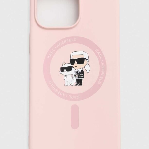 Karl Lagerfeld etui pentru telefon iPhone 15 Pro Max 6.7 culoarea roz