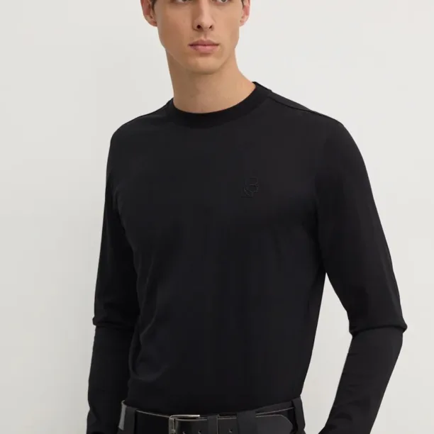 Karl Lagerfeld longsleeve din bumbac culoarea negru