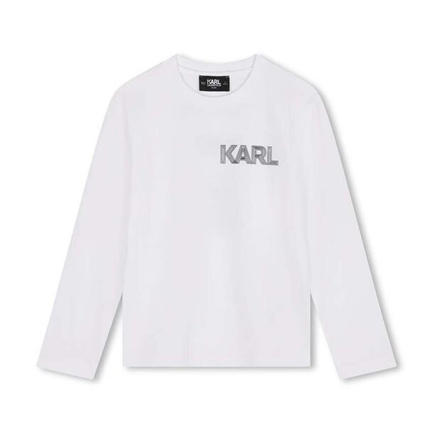 Karl Lagerfeld longsleeve din bumbac pentru copii culoarea alb