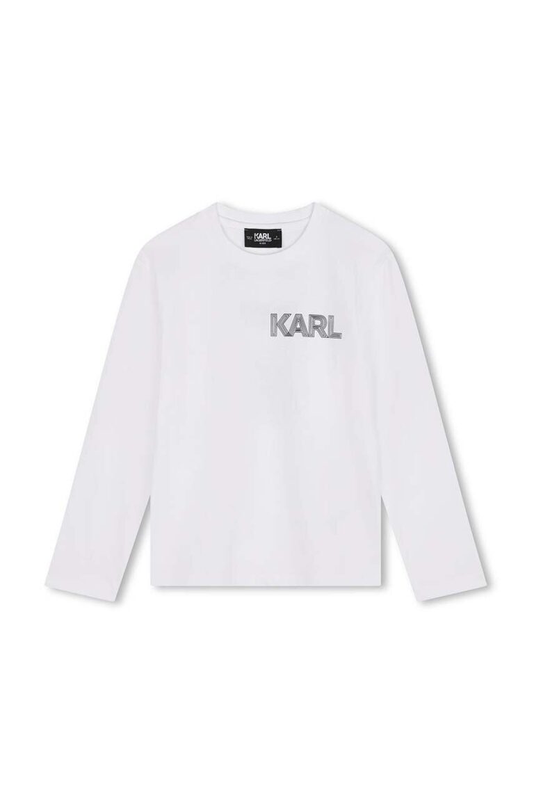 Karl Lagerfeld longsleeve din bumbac pentru copii culoarea alb