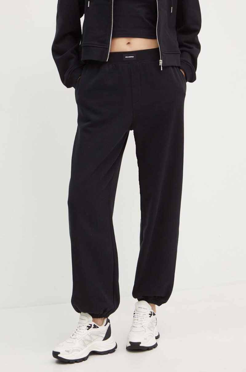 Karl Lagerfeld pantaloni de trening din bumbac culoarea negru