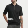 Karl Lagerfeld polo de bumbac culoarea negru