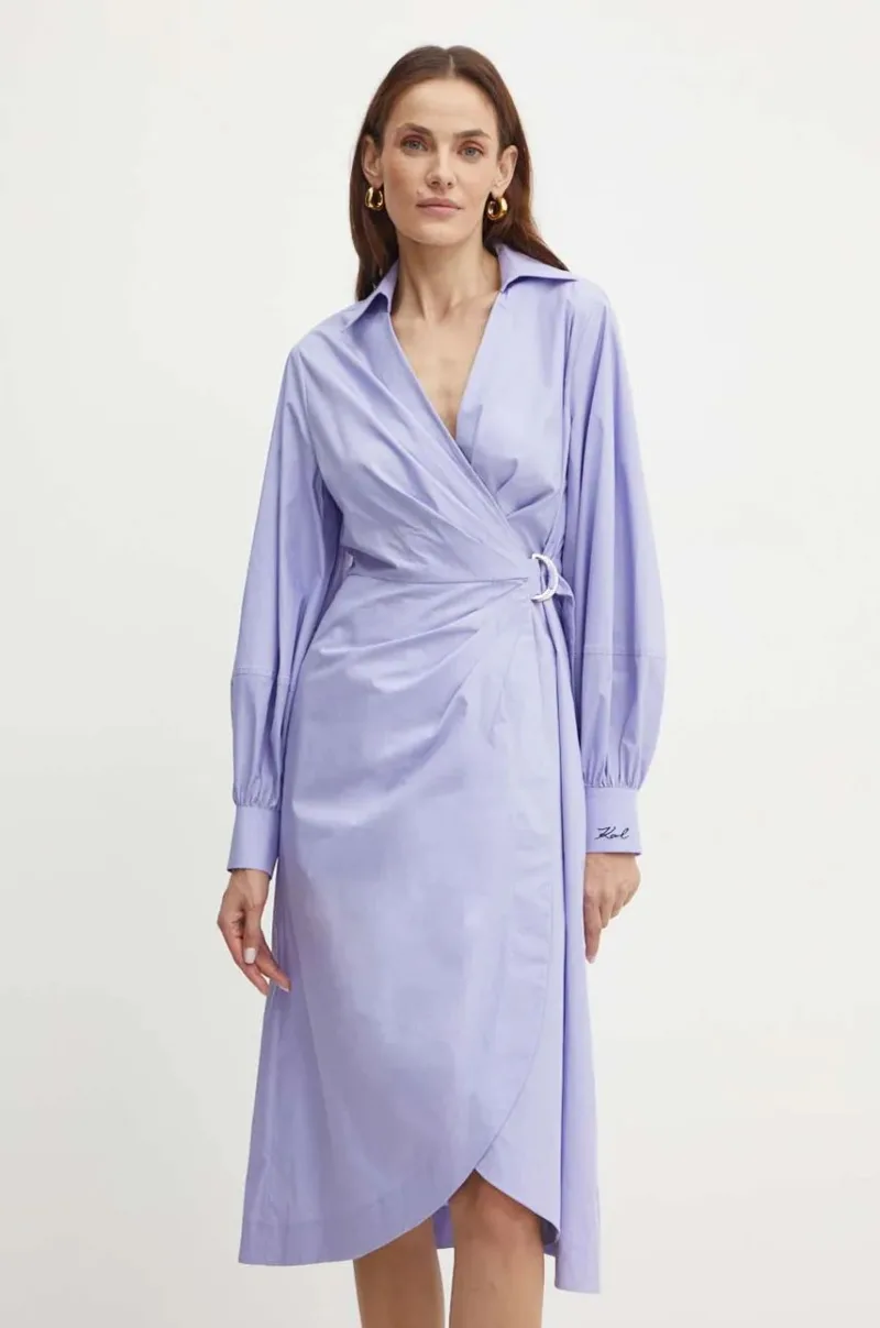 Karl Lagerfeld rochie din bumbac culoarea violet