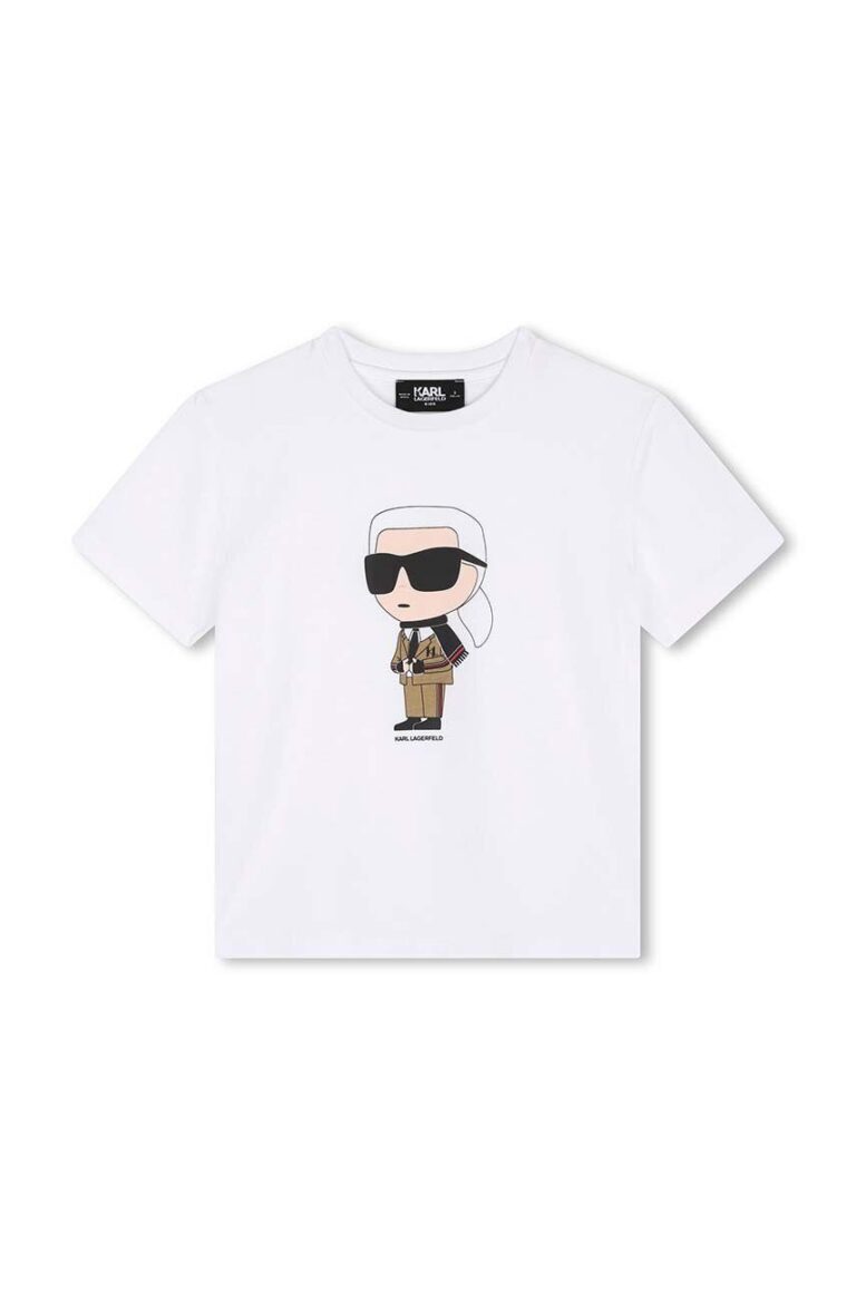 Karl Lagerfeld tricou de bumbac pentru copii culoarea alb