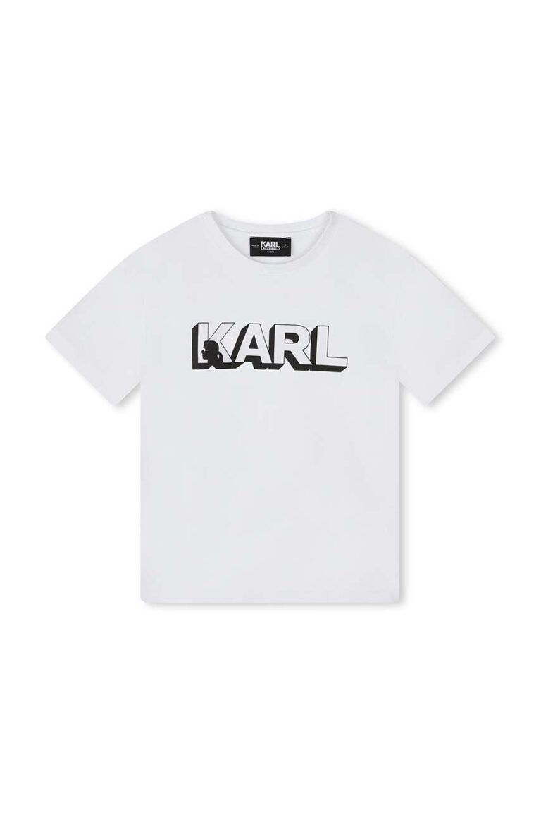 Karl Lagerfeld tricou de bumbac pentru copii culoarea alb