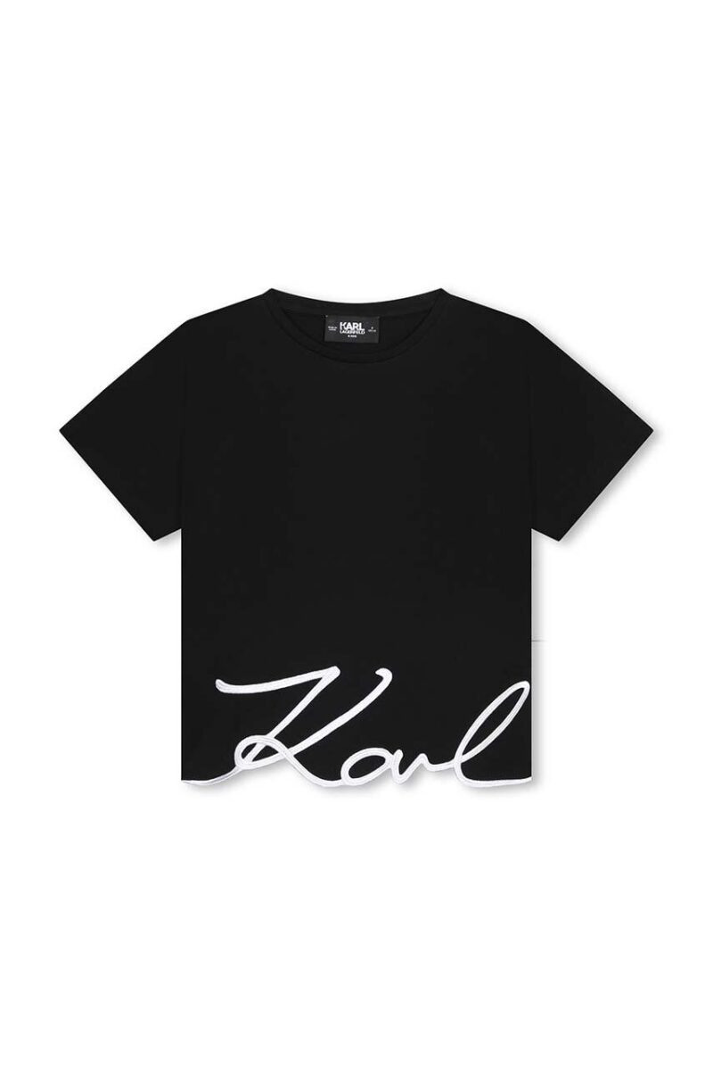 Karl Lagerfeld tricou de bumbac pentru copii culoarea negru