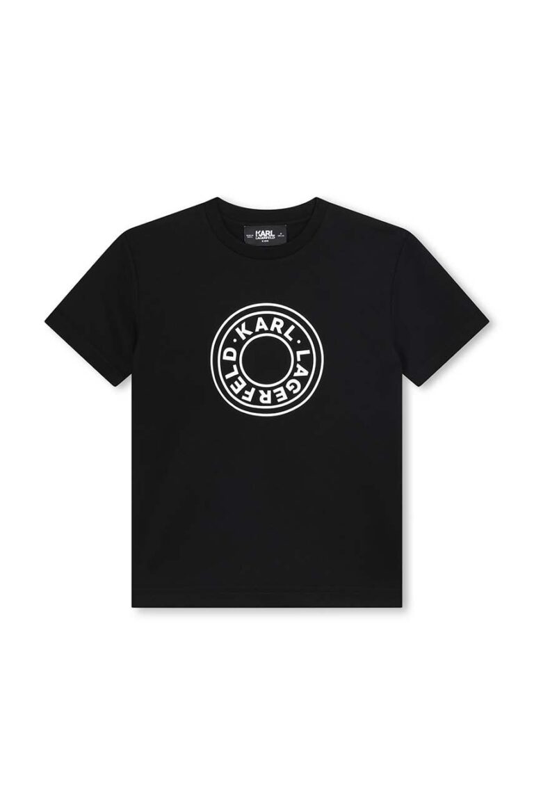 Karl Lagerfeld tricou de bumbac pentru copii culoarea negru