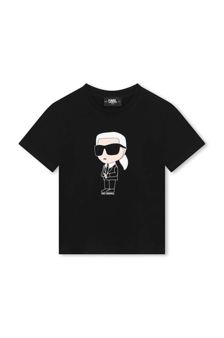 Karl Lagerfeld tricou de bumbac pentru copii culoarea negru