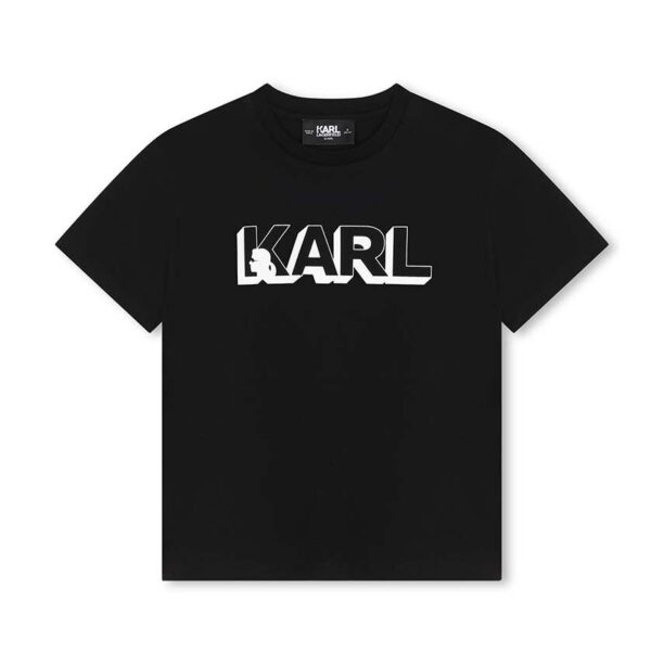 Karl Lagerfeld tricou de bumbac pentru copii culoarea negru