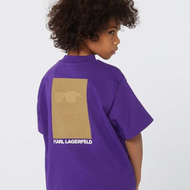 Karl Lagerfeld tricou de bumbac pentru copii culoarea violet