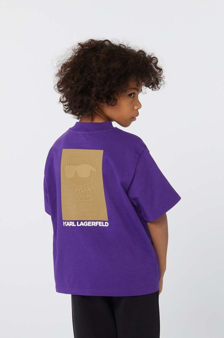 Karl Lagerfeld tricou de bumbac pentru copii culoarea violet