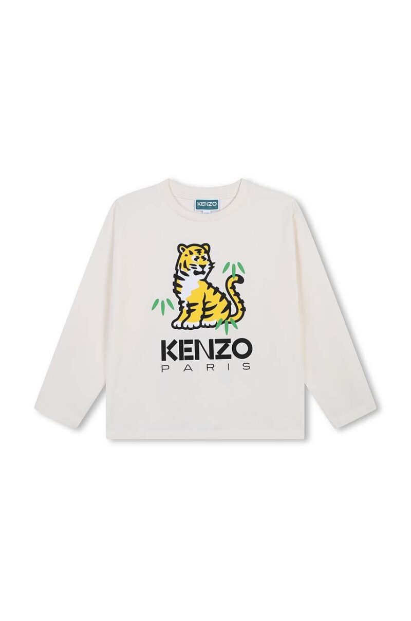 Kenzo Kids longsleeve din bumbac pentru copii culoarea bej