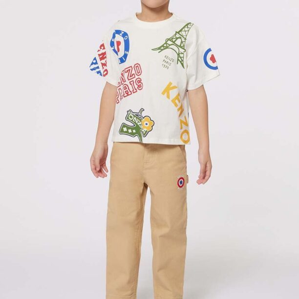 Kenzo Kids tricou de bumbac pentru copii culoarea alb