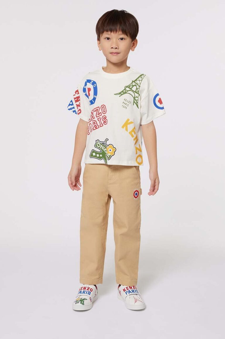 Kenzo Kids tricou de bumbac pentru copii culoarea alb