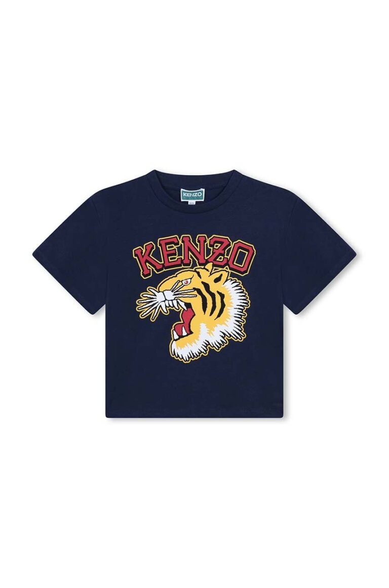 Kenzo Kids tricou de bumbac pentru copii culoarea albastru marin