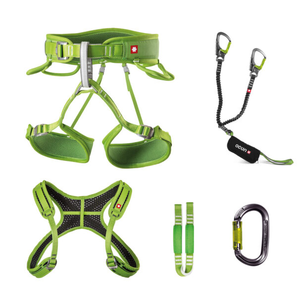 Kit de via ferrata Ocun Via Ferrata Twist + Chest Set - green