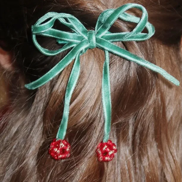 Konges Sløjd elastice de par 2 PACK CHERRY BOW HAIR CLIPS 2-pack KS101850