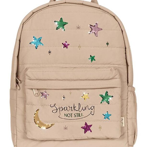 Konges Sløjd ghiozdan copii JUNO QUILTED SEQUIN BACKPACK MIDI culoarea bej