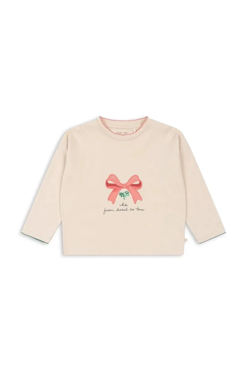 Konges Sløjd longsleeve din bumbac pentru copii LIN LS TEE GOTS culoarea bej