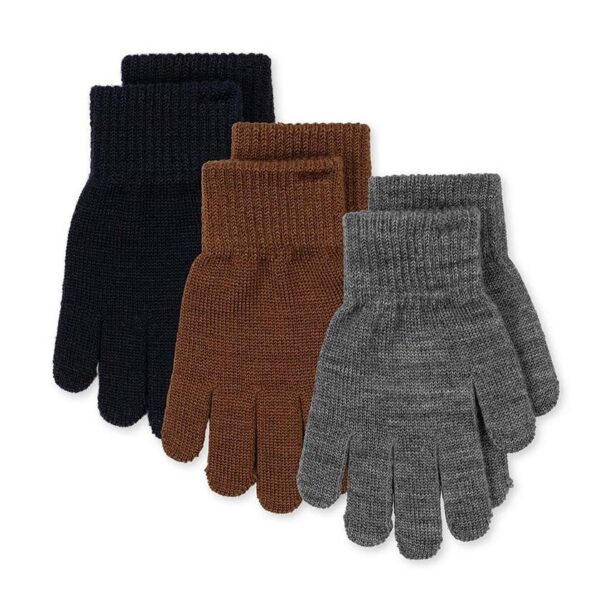 Konges Sløjd manusi cu un amestec de lana pentru copii FILLA GLOVES 3-pack culoarea gri