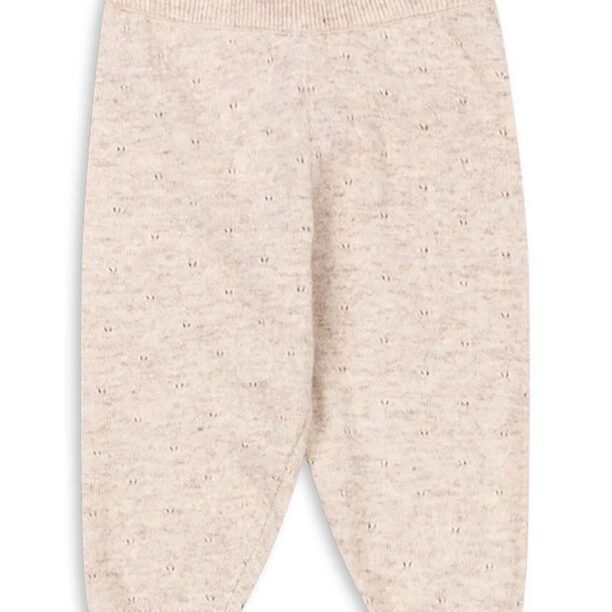 Konges Sløjd pantaloni din amestec de lână pentru copii MINO KNIT PANTS culoarea bej