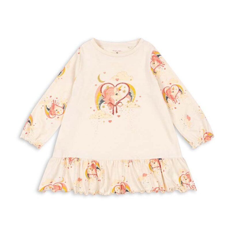 Konges Sløjd rochie din bumbac pentru copii GIO DRESS GOTS culoarea bej