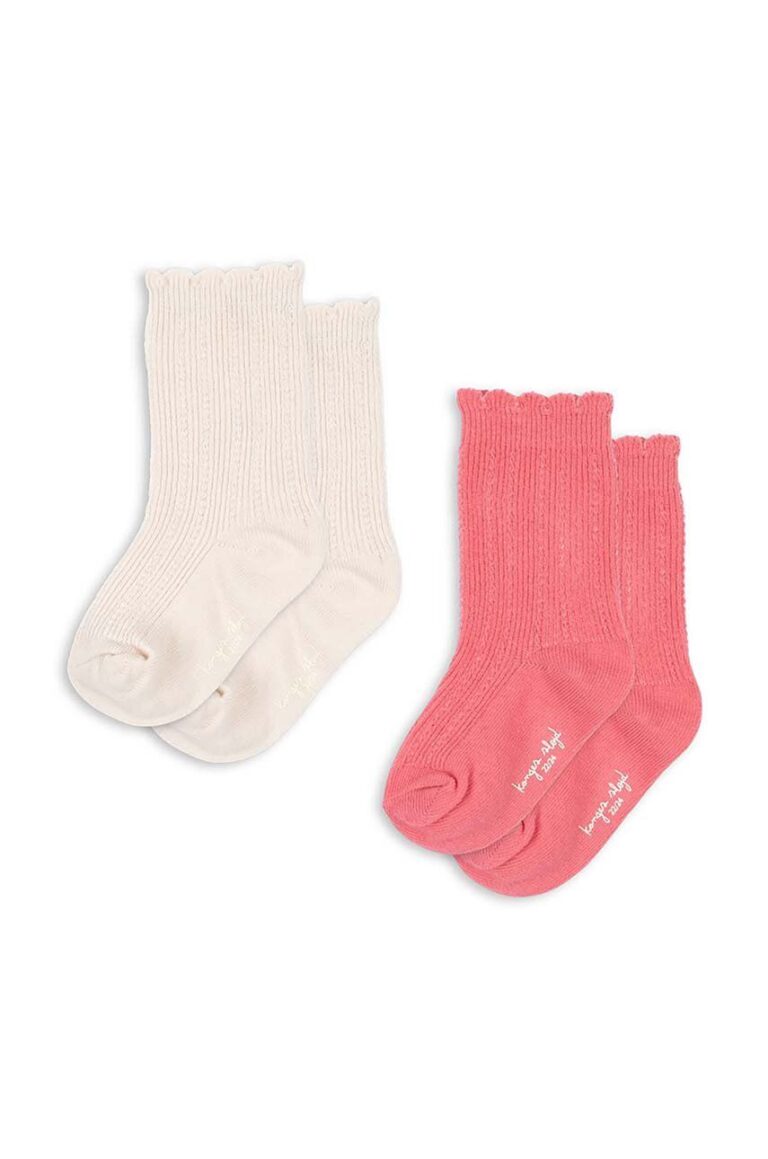 Konges Sløjd sosete copii 2 PACK POINTELLE SOCKS 2-pack culoarea roz