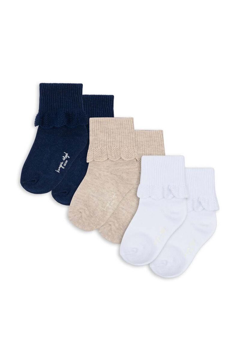 Konges Sløjd sosete copii 3 PACK FRILL SOCKS 3-pack culoarea albastru marin