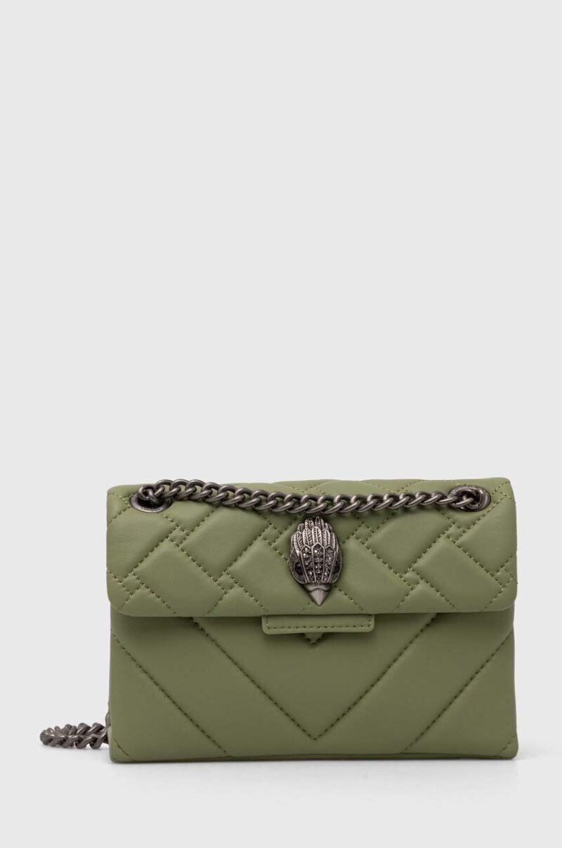 Kurt Geiger London poseta de piele LEATHER MINI KENSINGTON culoarea verde