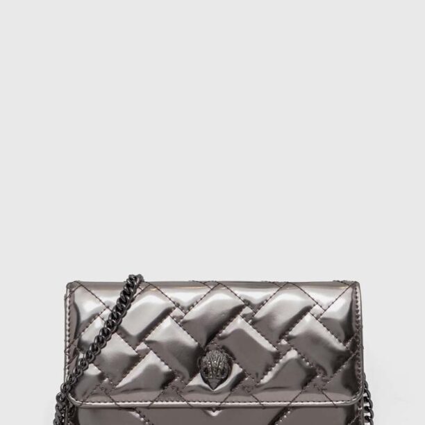 Kurt Geiger London poseta piele KENSINGTON CHAIN WALLET culoarea argintiu