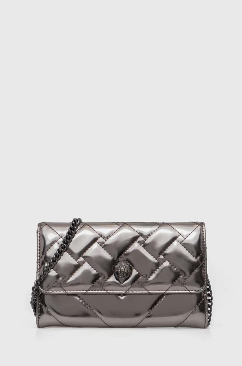 Kurt Geiger London poseta piele KENSINGTON CHAIN WALLET culoarea argintiu