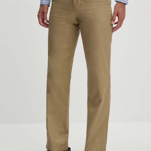 Lacoste pantaloni de bumbac culoarea bej