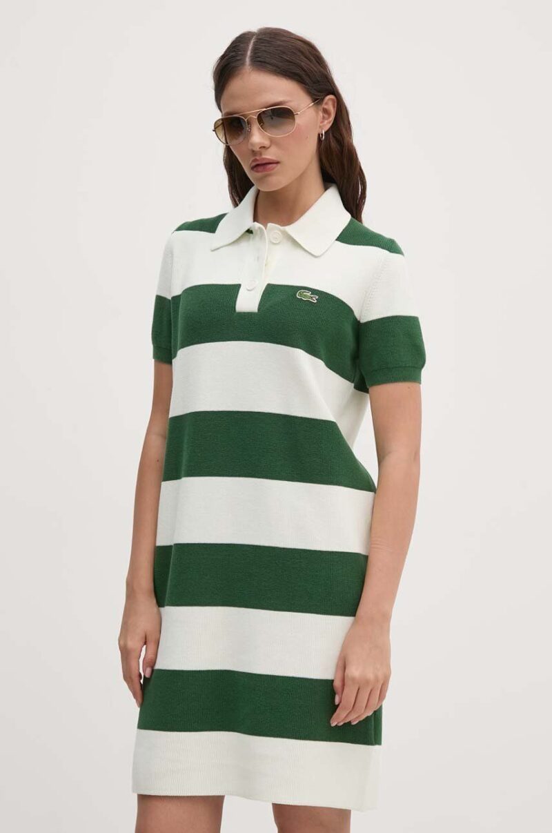 Lacoste rochie din bumbac culoarea verde